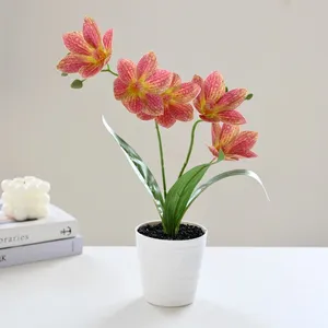 Décoration d'intérieur, fleurs artificielles dans des pots décoratifs, fleurs de magnolia réalistes à prix abordable avec pot - Product Image 4