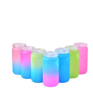 Gobelets en plastique colorés en forme de canette de 16 oz, recyclables, avec couvercle en PP et paille, pour emballage UV DTF, expédiés depuis notre entrepôt américain - Product Image 4