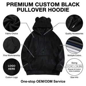 Felpa con Cappuccio e Orecchie di Orso per Autunno e Inverno, Personalizzabile, alla Moda, Casual, in Pile Corallo, Pullover Pesante - Product Image 2