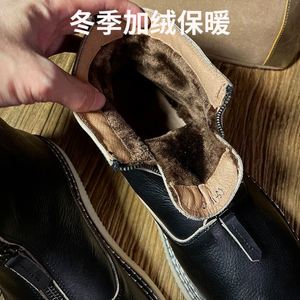 Men's <b>Winter</b> <b>Boots</b> - British Style Genuine Leather Elevated Stylish Fleece-Lined Outdoor <b>Work</b> Trendy Men's Footwear - Product Image 4