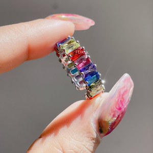 Juego de Anillos de Latón con Circonitas de Colores para Mujer, Regalo de Boda, Chapado en Oro de 18K y Rodio - Product Image 2