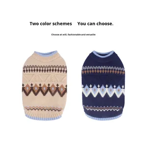 Pet Autumn Winter <strong>Knit</strong> Sweater Sleeveless Fair Isle Color Block Geometric <strong>Pattern</strong> for Schnauzer Bichon <strong>Dogs</strong> - Product Image 3