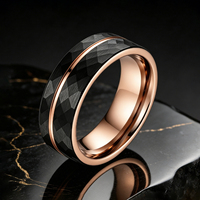 Anillo de Acero de Tungsteno de Primera Calidad JLM, Chapado en Oro Rosa, Martillado, para Hombre y Mujer, Anillo de Boda, Joyería para el Dedo