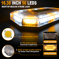 Nouvelle lampe stroboscopique à ventouse pour toit, 16,38 pouces, 56 LED, 12V, lumière d'avertissement d'urgence pour voiture avec contrôleur