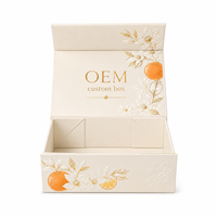 Caja de Regalo de Cartón Reciclable Rígida Plegable Magnética de Lujo con Logotipo Personalizado en Relieve, Caja de Embalaje Cosmético Vacía de Marca Privada