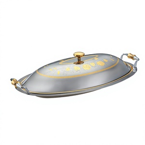 High Quality Eco-Friendly Amson Brass Fruit <b>Serving</b> Trays Unique Design Brass Flower Engraving LID Custom Size Kitchen Tabletop - Product Image 1