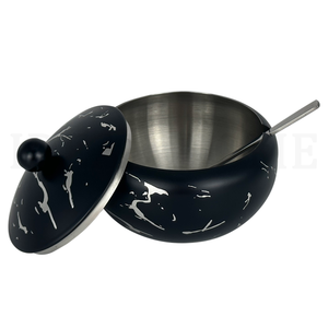 Sucrier moderne en acier inoxydable <span class=keywords><strong>Idealhome</strong></span> 16oz de haute qualité, avec revêtement noir, autocollant argenté, chauffable, avec couvercle et cuillère - Product Image 4