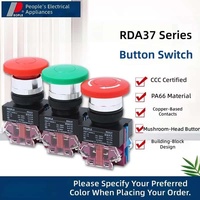 Botón pulsador plano sin iluminación de reinicio automático tipo empotrado Peoples Electric Group RDA37 (Y090 LAY37 NP4)