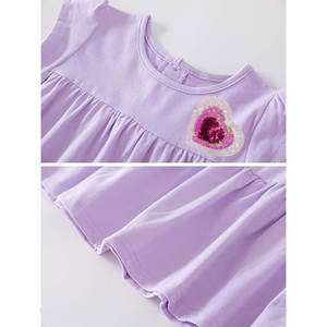 ชุดเดรสผ้าฝ้ายแขนสั้นสำหรับเด็กผู้หญิงชุดเดรสลายริ้ว<span class=keywords><strong>น่า</strong></span><span class=keywords><strong>รัก</strong></span>ปักเลื่อมงานตามสั่งสำหรับเด็กผู้หญิง - Product Image 3