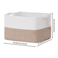 Panier de rangement en corde de coton avec poignées - Design rectangulaire minimaliste pour salon, chambre, salle de bain ; Idéal pour organiser les petits objets