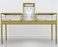Vitrine de présentation de bijoux haut de gamme Sundo avec éclairage LED, matériaux écologiques, dos en verre/miroir pour les magasins de détail