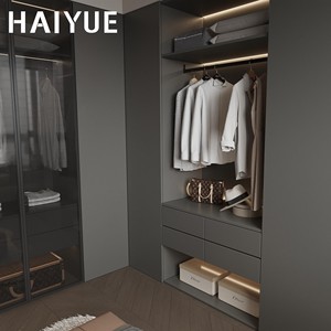 Armoire de chambre à coucher moderne HAIYUE, placard avec cadre <span class=keywords><strong>en</strong></span> aluminium, porte <span class=keywords><strong>en</strong></span> verre, armoires walk-in, armoires pour villa, hôtel, appartements, meubles - Product Image 6