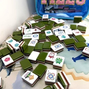 Juego de Fichas de Mahjong Americanas de Acrílico de 4 Capas con Diseño Nuevo en Verde Oliva y Patrón Único Impreso para Juego de Mesa - Product Image 4