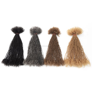 Hermana Locs Hecho a mano Inter Locs Puntas rizadas Hermana Locs Cabello humano real Microlocs Extensiones permanentes de rastas - Product Image 1