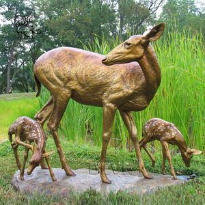BLVE vida tamanho exterior jardim decoração estilo ocidental fundição metal animal bronze cervos escultura - Product Image 3