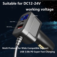 Câble d'alimentation CC pour chargeur allume-cigare 12V-24V Starlink Mini avec écran LED, 2M, 3M, 5M, pour voiture, camping-car, yacht, bateau