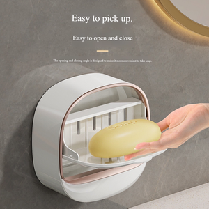 Boîte à savon murale de luxe non perforée, porte-savon en plastique, <span class=keywords><strong>rangement</strong></span> mural pour salle de bain - Product Image 5