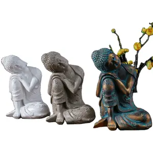 Hoge Kwaliteit Hars Sculptuur Standbeeld Groothandel Religieuze Geschenken Slapen Boeddha Decoratie Artistiek Model Ornament Voor Ambachtelijke Gebruik