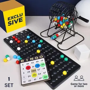 Bingo Supplies Bingo Game Set Is Suitable For Children Adults And The Elderly 150 Bingo Chips 75 Balls Rolling Cage And Plate