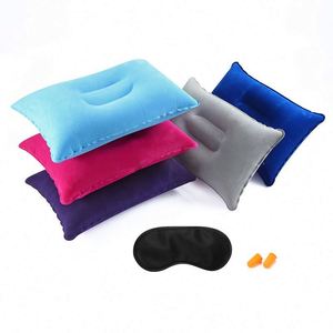 Inflatable Camping Travel Small Squared Flocked Fabric Desk Rest <b>Neck</b> Support Air Pillow for Camp Hiking Office - Product Image 1