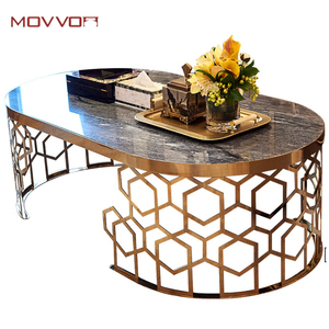 Mesa de centro de mármol de lujo moderno de lujo <span class=keywords><strong>Jazz</strong></span> Color oro blanco pierna superior de mármol mesa de <span class=keywords><strong>café</strong></span> - Product Image 2