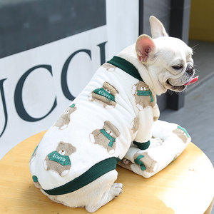 French Bulldog Warm Fleece Sweater Printed Bear Design Winter Pet <b>Clothes</b> Small Medium Dogs <b>Cats</b> Cold Protection Apparel - Product Image 1