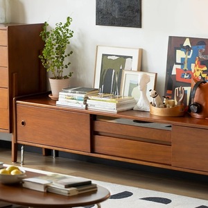 Mobile <span class=keywords><strong>TV</strong></span> in Stile Nordico Retrò, Ecologico, in Legno Massello con <span class=keywords><strong>Cassettiera</strong></span> Combinata per Soggiorno, Camera da Letto e Hotel - Product Image 2