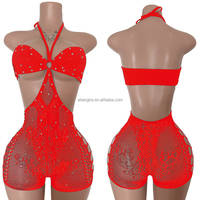 Vente en gros de lingerie sexy pour femmes, vêtements exotiques, combinaison en strass, vêtements en maille