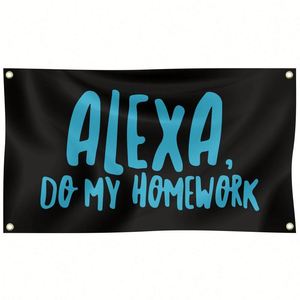 Tapiz Decorativo <span class=keywords><strong>de</strong></span> Pared con Diseño <span class=keywords><strong>de</strong></span> <span class=keywords><strong>Alexa</strong></span> Hágase el Trabajo Escolar, 3x5 pies, Estilo Bandera, Decoración Digital para Dormitorio Universitario, Sala <span class=keywords><strong>de</strong></span> Estar, Habitación Universitaria - Product Image 1