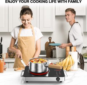 Table <span class=keywords><strong>de</strong></span> <span class=keywords><strong>cuisson</strong></span> électrique portable 1800W, <span class=keywords><strong>plaque</strong></span> chauffante simple à brûleur radiant, 110V, contrôle tactile, minuterie, verrouillage enfant, verre céramique domestique - Product Image 2