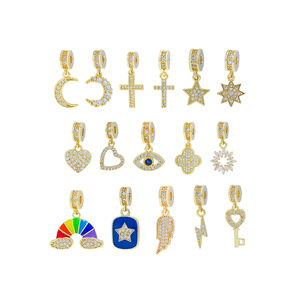 Berlapis Emas Enamel Bintang Matahari Bulan Lintas Huggies Hoop Desain Perhiasan CZ Micro <span class=keywords><strong>Pave</strong></span> Charms <span class=keywords><strong>Pendant</strong></span> untuk Wanita Hadiah Pesta Trendi - Product Image 1