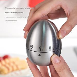 Temporizador de Cocina Mecánico de Acero Inoxidable con Forma de Huevo, Ajustable hasta 1 Hora, Sin Necesidad de Baterías, Gadget - Product Image 1