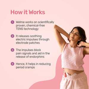 Máquina TENS Welme Modelo WME Recargable por USB para Alivio del Dolor Menstrual, Dispositivo Portátil de Aplicación Corporal para Cólicos Menstruales - Product Image 4