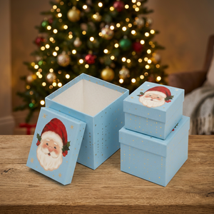 Heavy-Duty High-End Paperboard Square Gift <b>Boxes</b> with Santa Design Rigid <b>Boxes</b> for Holiday Craft Gift Use <b>Recyclable</b> UV Printed - Product Image 2