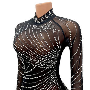 Robes de soirée asymétriques, perles plumes scintillantes, maille de luxe, Mini manches longues, élégantes - Product Image 6