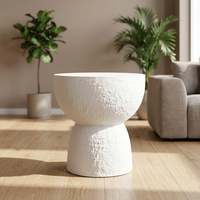 Mesa de Centro de Concreto Blanco de Lujo Vietcraft, Moderna, Impermeable, Resistente para Exteriores, Mueble de Diseño para Parques, Garantía de 24 Meses