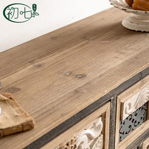 Mediterranean Style Vintage Wooden <b>Chest</b> Of Drawers Solid Wood Entryway <b>Storage</b> Cabinet Rectangle Durable Versatile - Product Image 4