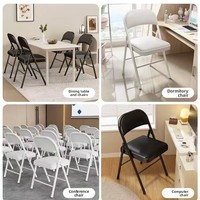 Chaise pliante en métal de style minimaliste et luxueux, avec rangement pliable - Multifonctionnelle pour le bureau, la maison, le camping en plein air