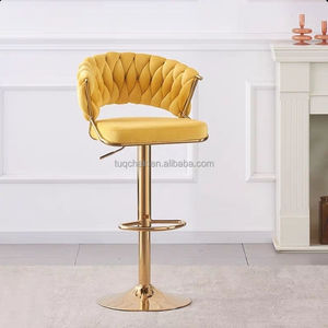 Hot-bán tuq ghế sang trọng nhung vuông thanh phân với tựa lưng và vàng kim loại dệt thiết kế cho quầy bar - Product Image 1