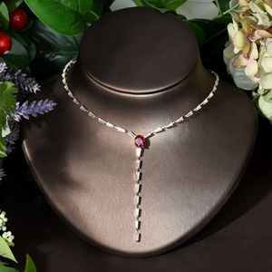 HIBRIDE brillant longue goutte mariée 2 pièces collier boucle d'oreille <span class=keywords><strong>ensemble</strong></span> de bijoux <span class=keywords><strong>pour</strong></span> femmes robe de mariée accessoires <span class=keywords><strong>ensemble</strong></span> de bijoux N-770 - Product Image 4