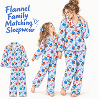 Pyjamas familiaux douillets en flanelle et peluche, ensemble de vêtements de nuit pour parents et enfants, imprimé gingham cupcake, vêtements de détente pour maman, papa, fille, fils