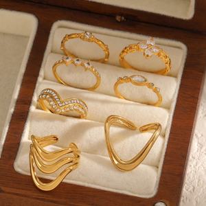 Anéis de Dedo de Aço Inoxidável Banhados a Ouro 18k com Zircônia Cúbica, Design 2025, para Mulheres e Meninas, Joia Elegante para Casamento e Compromisso - Product Image 2