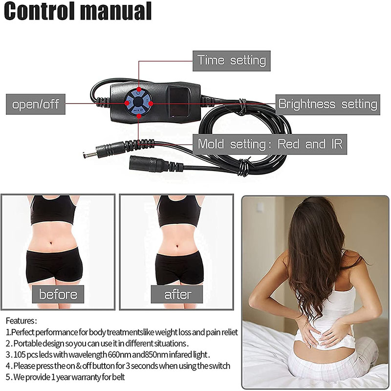 Household LED Light Device Women Care Wrap Shake off Fat belt warm Uterus Slimming waistband red led light belt