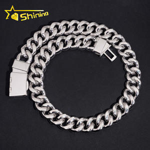 Pass Diamond Tester hombres collar 20MM cadena grande mosaico conjunto Moissanite 925 Plata Hip Hop joyería Iced Out Miami cadena de eslabones cubanos - Product Image 3