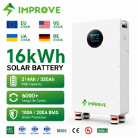 Batterie au lithium LiFePO4 16 kWh 48 V 320 Ah 314 Ah avec roues, BMS intelligent, 6000 cycles, système de stockage solaire mobile pour l'alimentation domestique