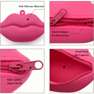 Lips Shaped Silicone Coin Purse Soft BPA Free Waterproof Durable <b>Mini</b> <b>Pouch</b> Custom Logo Printing Packaging for Gifts E Commerce - Product Image 3