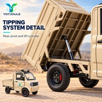 Camion benne électrique YOTJOULE, mini-dumper, véhicule utilitaire, camion de transport avec benne basculante arrière et cabine fermée pour travaux d'aménagement paysager