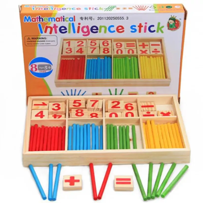 Jouets éducatifs en bois Montessori pour enfants, Puzzle, bûchettes pour apprendre à compter, nombres, apprentissage préscolaire,