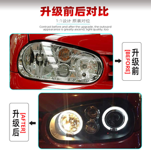 Faros Delanteros LED para Volkswagen <span class=keywords><strong>Golf</strong></span> <span class=keywords><strong>4</strong></span>, Conjunto de Faros 1998-2008, Lentes LED Modificadas para Señal de Giro, Luz Alta y Baja MK4 - Product Image 3