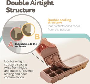 Bandeja <span class=keywords><strong>de</strong></span> cubitos <span class=keywords><strong>de</strong></span> hielo <span class=keywords><strong>de</strong></span> <span class=keywords><strong>silicona</strong></span> <span class=keywords><strong>de</strong></span> grado alimenticio YDS, contenedor <span class=keywords><strong>de</strong></span> alimentos con tapa <span class=keywords><strong>de</strong></span> bloqueo hermético, almacenamiento <span class=keywords><strong>de</strong></span> frutas y verduras para alimentos para <span class=keywords><strong>bebés</strong></span> y niños pequeños - Product Image 2